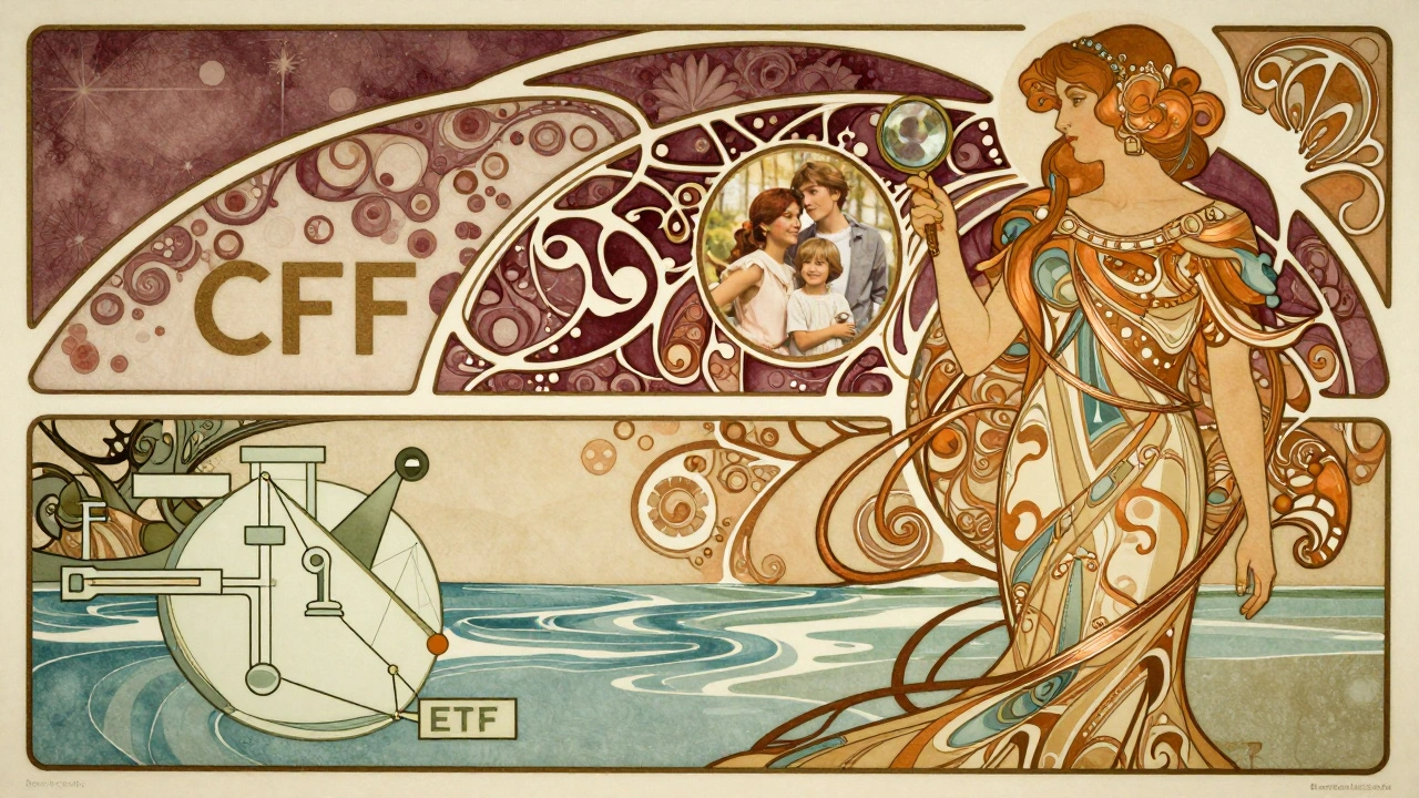 Split illustration: algorithms below, a financial advisor above, connected by flowing Art Nouveau lines.